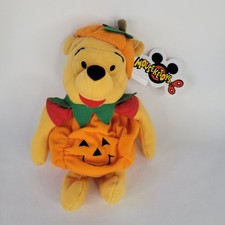 Vtg Disney Winnie Pooh Halloween Pumpkin Bean Bag Plush 8 JackO-Lantern Costume
