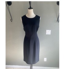 Maggy London Kenneth Nolan Black Sheath Dress Floral Ruffle Open Back Vintage 10