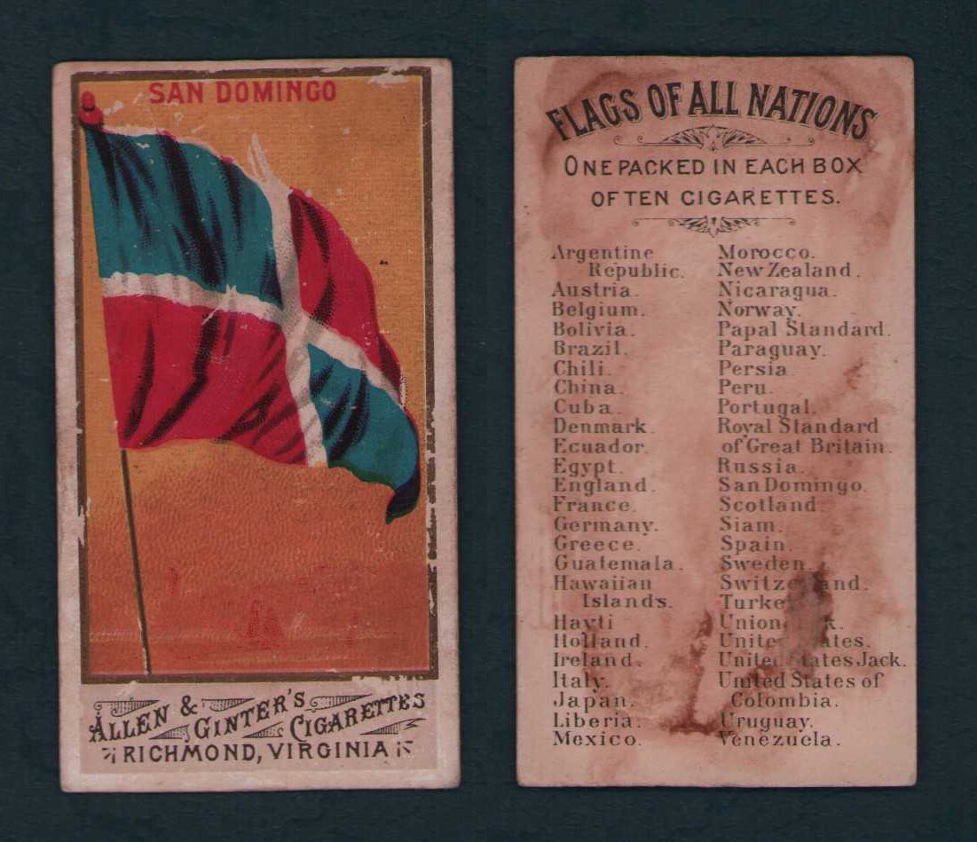 1887 Allen & Ginter N9 - FLAGS Of All NATIONS Tobacco Cards - U