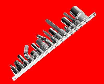 2 Stück 3/8'' Steckschiene Aufsteckschiene Steckleiste Stecknuss Halter 30 Clips
