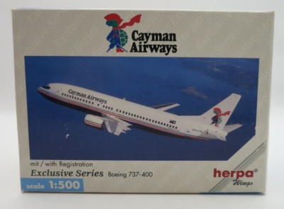 Herpa Exclusive Series Cayman Airways Boeing 737-400 Model - 501361 - 1/500