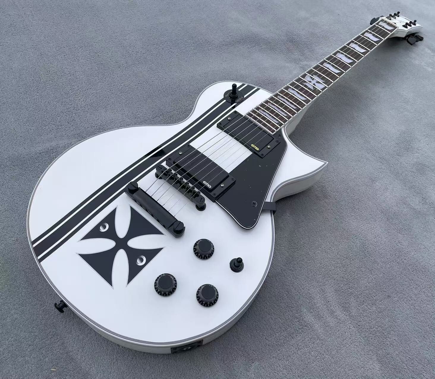 Custom ES Electric Guitar Actice Pickups Bone Nut Glossy Finished Guitarra