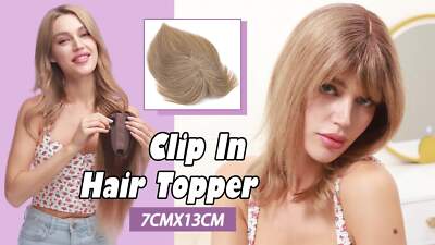 16 Inch Human Hair Topper Silk Base Clip In Hairpiece 150 Density 150% Density Short Real Hair Topper Silk Base Human Hair Top  main image 3