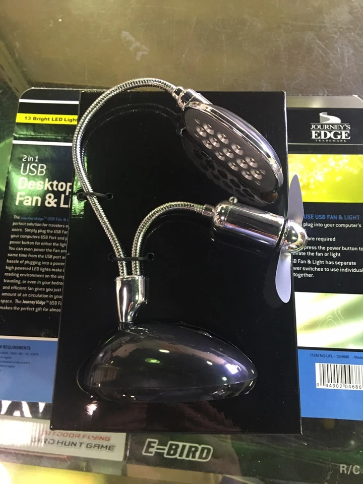 USB DESKTOP FAN LAMP with LED Light for PC and MAC - NEW IN BOX! FREE SHIPPING! - Image 4 of 4