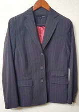 DALIA Womens Black Striped Blazer Jacket Coat Size 4