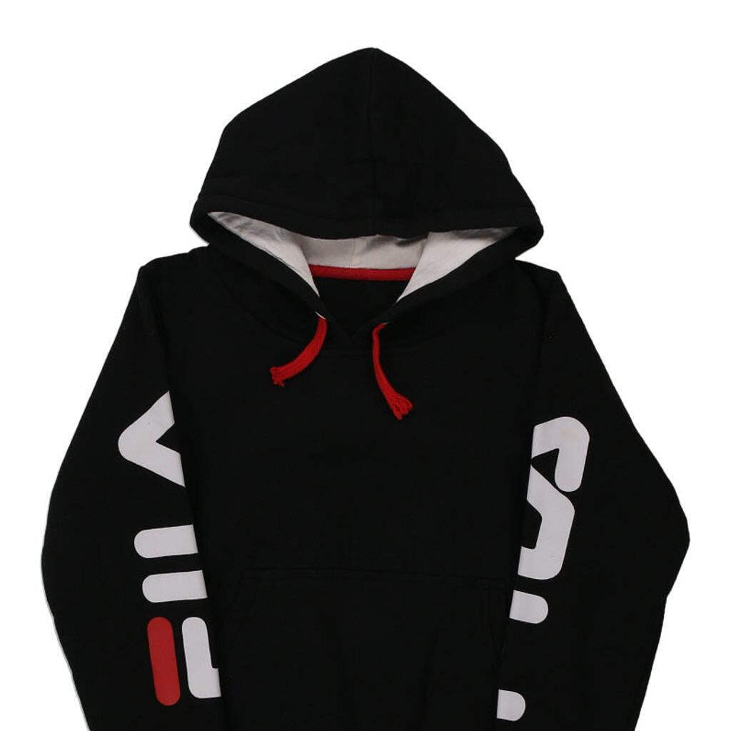 Felpa con cappuccio Fila Spellout età 10 12 anni XL cotone nero