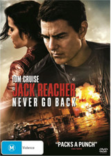 JACK REACHER Never Go Back DVD - Tom Cruise (Region 4) **BRAND NEW & SEALED**