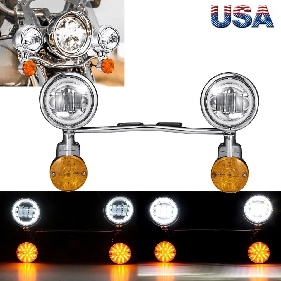 Kit de barra de luz de señal de giro luces de paso LED para motocicleta para Harley Honda Suzuki Foto 2 de 4