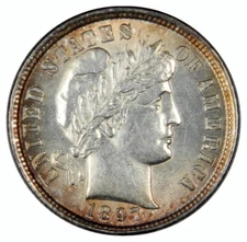 1897 BARBER DIME ~ SHARP STRIKE CHOICE BU UNCIRCULATED!