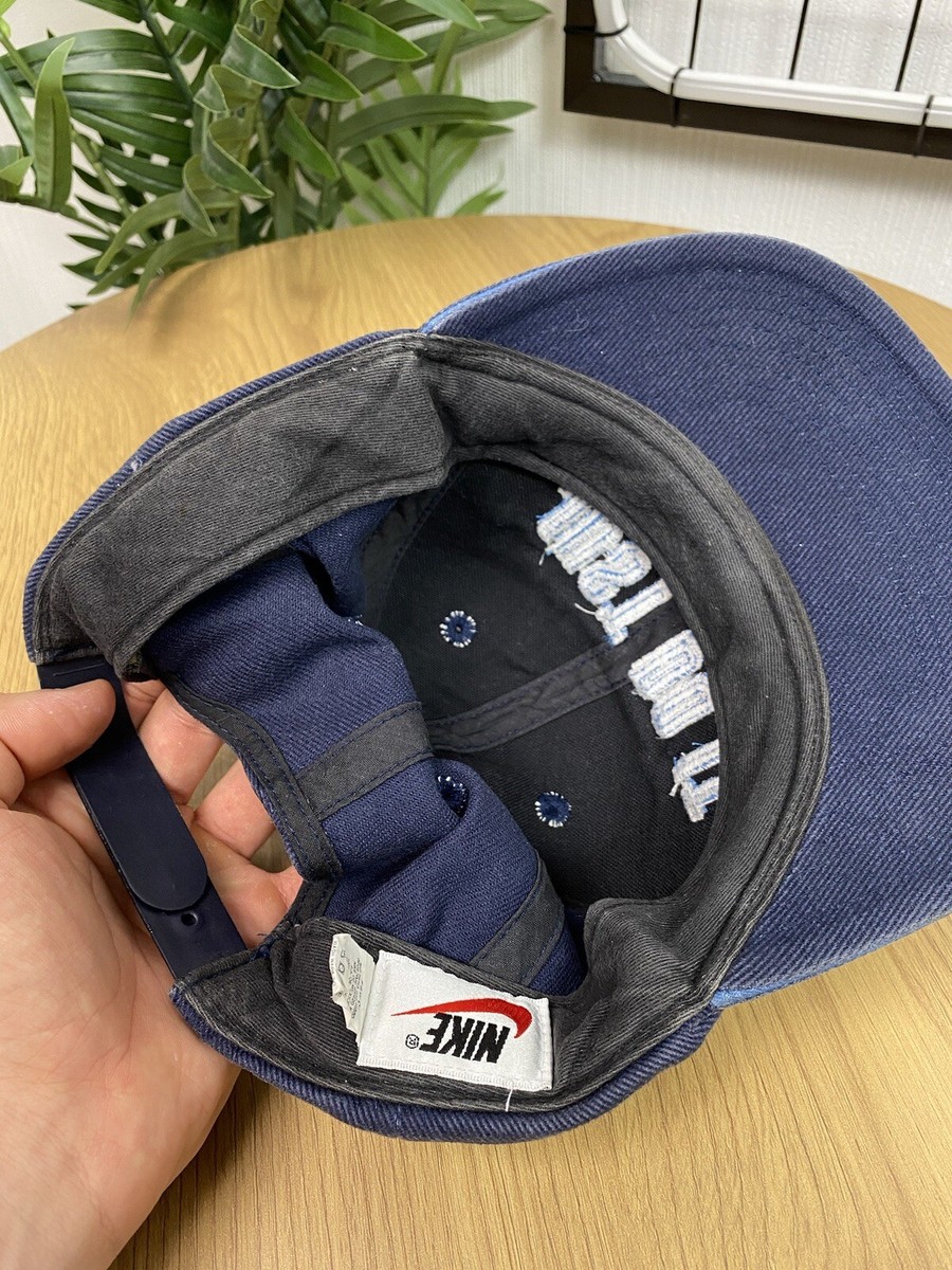 【90s】Nike cap Just Do It navy 🦍VINTAGE 90s NIKE BIG CENTER SWOOSH LOGO CAP HAT Y2K DRILL