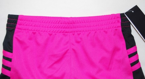 NWT adidas Little Girls Hot Pink with Black 3 Stripe Sport Shorts sz 4 - Picture 2 of 5