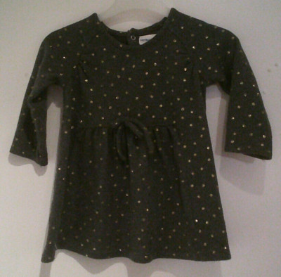 Graues Strickkleid Langarm mit goldenen Punkten und Schleife Gr. 74 VERTBAUDET