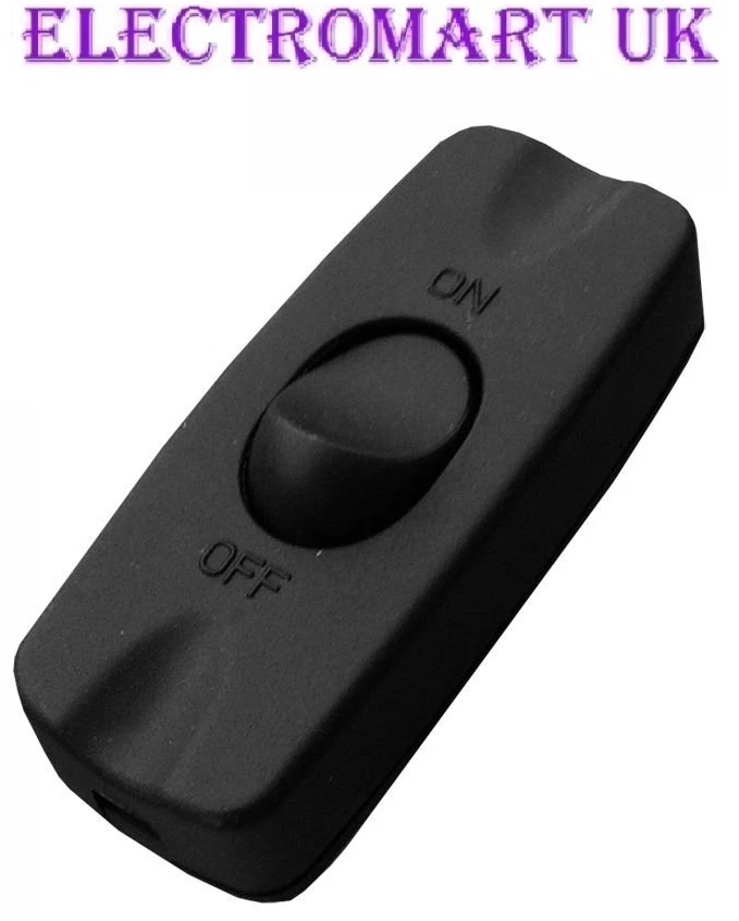 ELECTROMART BLACK IN LINE 2 AMP SWITCH 2 CORE FLEX CABLE WIRE TABLE FLOOR LIGHT LAMP