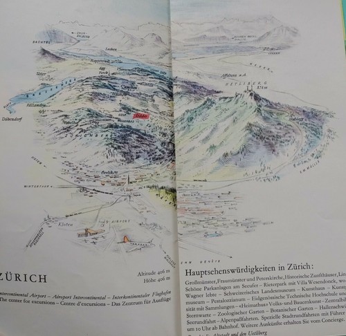 Vintage Pamphlet Dolder Grand Hotel Zurich 1957 Tourist Map - Picture 2 of 5