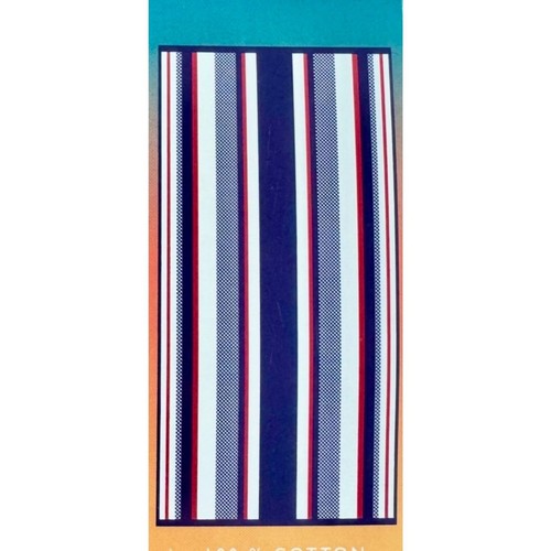NWT CHARISMA L Beach/Resort Towel Reversible Red/White/Blue 35X70 100% Cotton