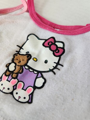 2006 Build A Bear Hello Kitty Pyjama kurzes und Tankoberteil mit rosa Glitzer - Bild 4 von 5