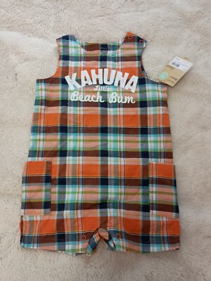 NEW Carters Boys 18 Mos Summer Romper Shortall One Piece Overall Outfit  A9