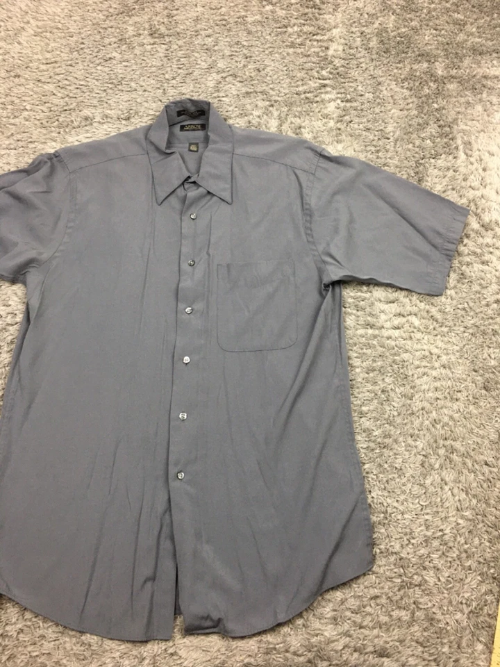 Camisa con botones Arrow Ultra Silk para hombre talla mediana gris manga corta Foto 2 de 4