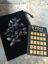 Hand-Engraved Crystal Runes | Elder Futhark Set | Divination & Wiccan Decor