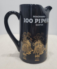 Vintage Seagram's 100 Pipers Scotch Whiskey Black Pitcher *Flaw*