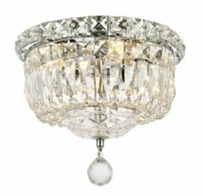 BATHROOM BEDROOM HALLWAY KITCHEN CHROME FOYER CRYSTAL FLUSH MOUNT 4 LIGHT 10"
