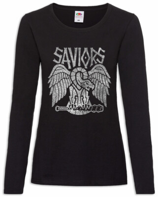 Saviors Patch Damen Langarm T-Shirt The Negan Walking Lucille Dead Symbol Logo