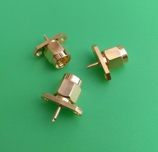  5 PCS SMA Male 2-hole 16mm Flange Panel Mount Solder Connector - SUA Seller