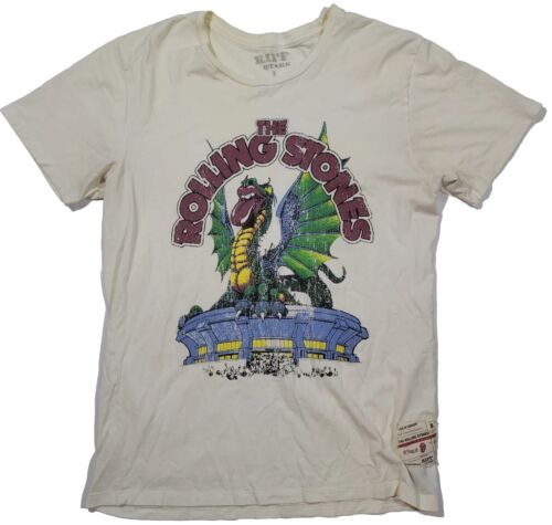 Riff Stars The Rolling Stones Mens Small Graphic T-Shirt White Distressed