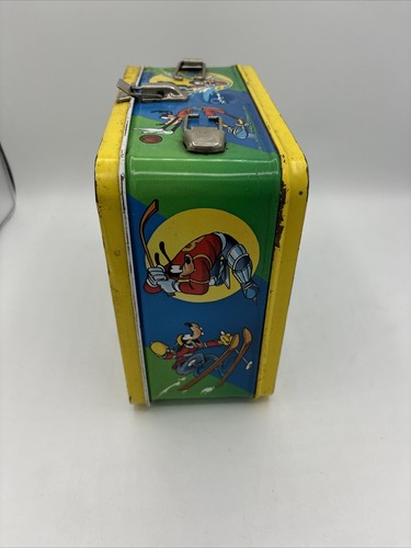Porta pranzo vintage Aladdin Sport Pippo in metallo e 2 thermos anni 70. Manico rotto Y4 - Foto 6 di 13