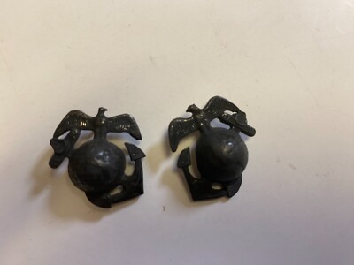ega023 1920s USMC Enlisted Man Screw Back Collar EGA Eagle Globe Anchor Pair R5C