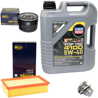 Motoröl Filter Set 5W40 5Liter + Ölablassschraube für Renault Modus Clio III