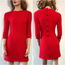 🆓US🛃 Dolce&Gabbana buttons on the back orange-red wool mini dress IT 40