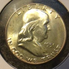 5 COIN LOT TONING FRANKLIN HALVES 1951 1954 1954 1956 1963 SILVER BEAUTIES