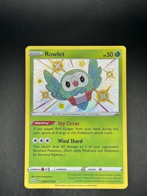 Rowlet SV001/SV122 Shiny Rare Shining Fates Shiny Vault Pokemon Holo NM EN