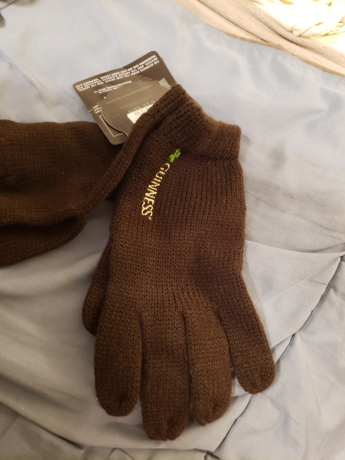 New Guinness Official Merchandise Beer Brown Knit Gloves Vintage
