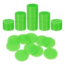 100Pcs 1 Inch Poker Chips, Bingo Chips Learning Counters, Green, Flat