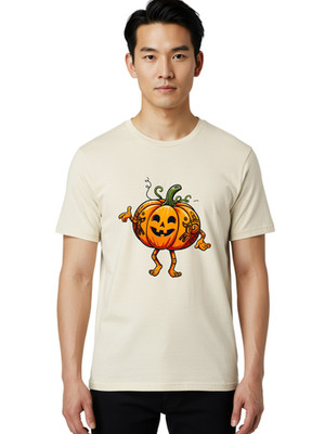Tattoo-Jack-O-Lantern Mens Graphic Tee, 100% Cotton, Casual Summer Wear