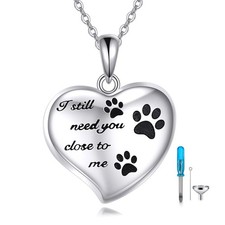 Pet Ashes Necklace 925 Sterling Silver Dog Cremation Jewelry Pet Urn Necklace...