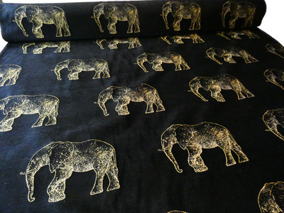ELEPHANT NOIR - Porter & Stone Samt Chenille Polster Kissen Vorhang Stoff