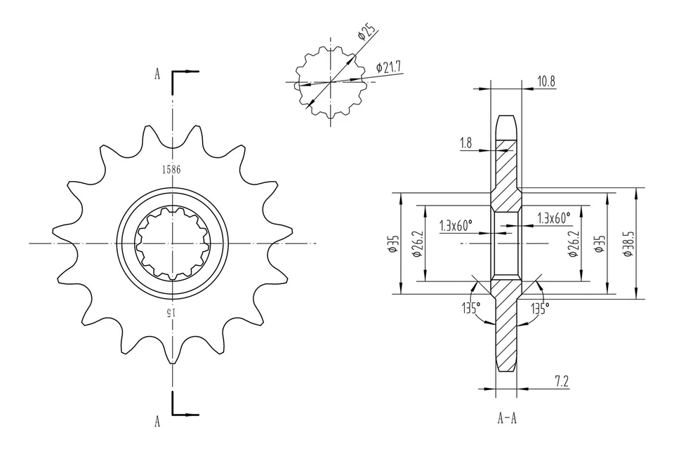 For Yamaha YZF R6 2006-2016 BikeMaster 965617 525 Series Front Sprocket — 第 2/2 张图片