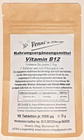 Vitamin B12, 1000 µG, Methylcobalamin, 60 Tabletten, Vegan, Vennis-Shop