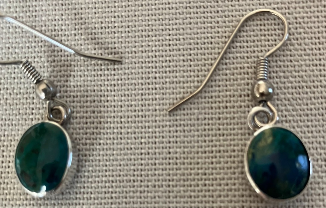 Authentic Natural Chrysocolla Dangle Drop Hook Ea… - image 2