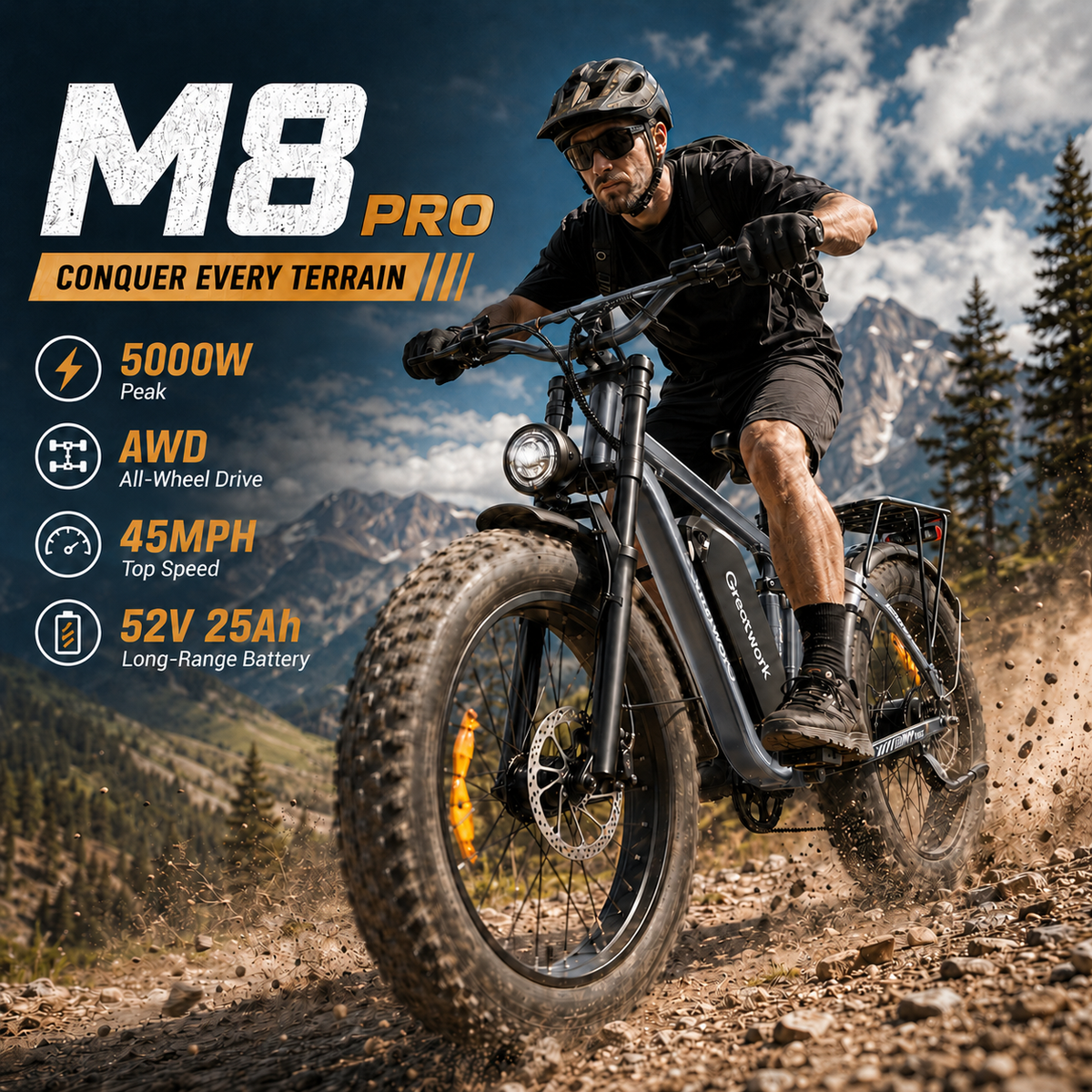 52 volt electric bicycle 5000W Dual Motor Electric Bike for Adults 45mph Fast Ebike 52V Mountain  Bicycle