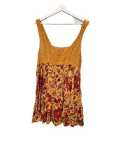 Urban Outfitters Mustard Floral Crochet Flowy Mini Dress Boho Size M