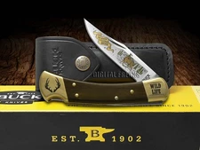 Buck 110 Wild Life Series Deer Folding Hunter Knife Ebony Wood 420HC Stainless