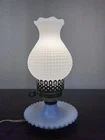 VTG Hobnail Milk Glass Electric Lamp White Brass Boudoir Cottage Core 10.75"