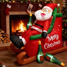 6FT Christmas Inflatable Outdoor Decoration Santa Claus, Funny Outdoor Christ...