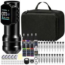 Wireless Tattoo Pen Machine Kit Complete LED Screen with Ink Needles 5 Papers