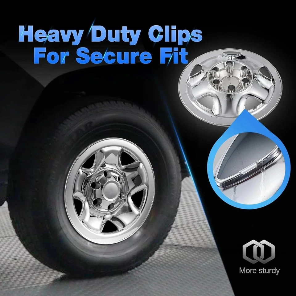 16 Inch Wheel Skins for 2005-2024 Toyota Tacoma Steel Wheels, ABS Plastic Chr... - Image 4 of 4