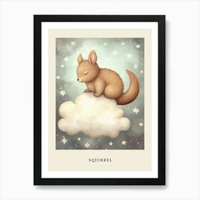 Sleeping Baby Squirrel Nursery Post Framed Wall Art Poster Canvas Print Picture
